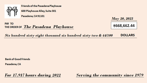 Friends of the Pasadena Playhouse Presentation Check for 2016